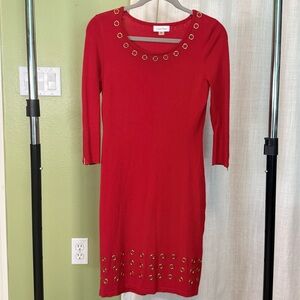 🌸Calvin Klein pre-owned red long sleeve dress. Size S.